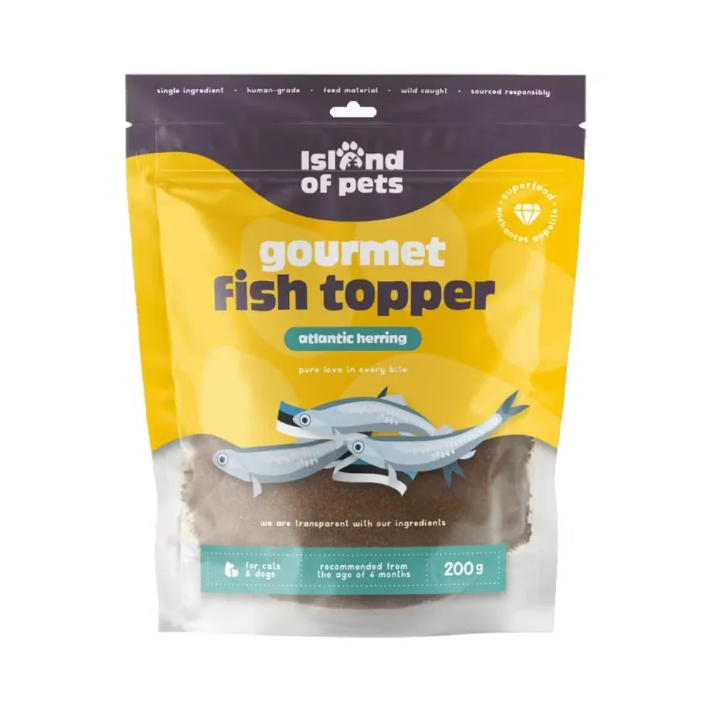 Island of Pets Gourmet Fish Topper sildepulver til hund og kat