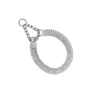 Kædehalsbånd, halvkvæl, krom, 3-ræk 2 mm