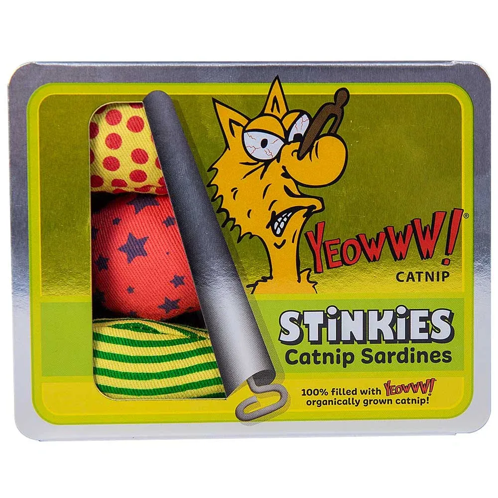 Katte legetøjs fisk med Catnip, Yeowww! Stinkies Catnip Sardines Trio 3-pak - Image 2