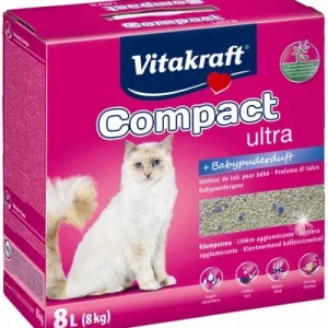 Kattegrus Compact Ultra m/babypudder klumpende 8kg/8 l