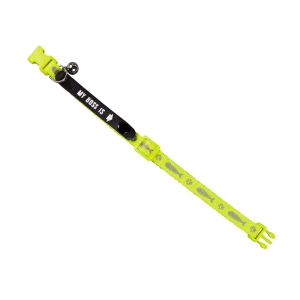 Kattehalsbånd m. adresse, MY BOSS IS, Neon Gul