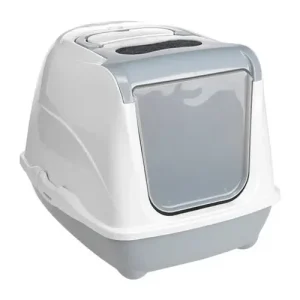 Kattetoilet Flip Cat 50 x 37 x 39 cm grå & hvid