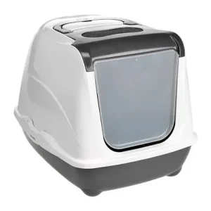 Kattetoilet Flip Cat 50x37x39 cm mørkegrå & hvid