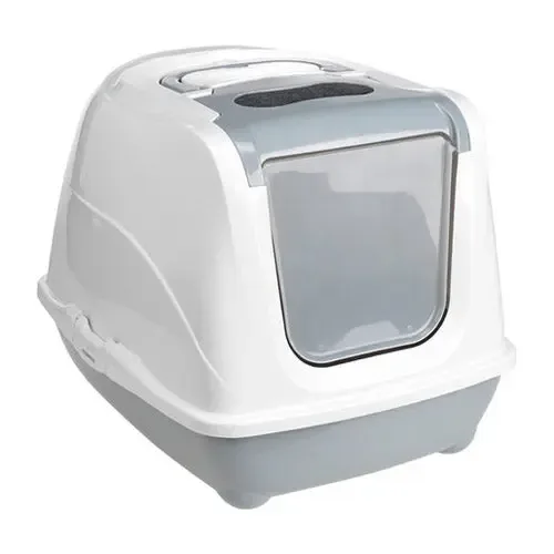 Kattetoilet Flip Cat 57x41x44 cm grå & hvid