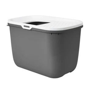 Kattetoilet Hop in, grå & hvid