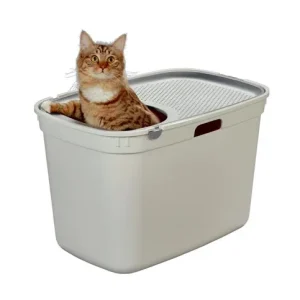 Kattetoilet Top-Entry 58 x 39 x 39 cm grå/hvid