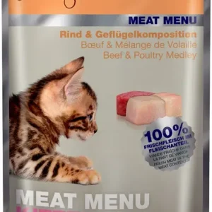 Kitten Meat Menu, pouch okse & fjerkræmix 85 g