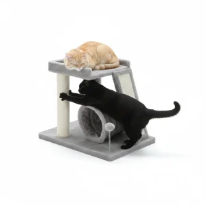 Kompakt kradsetræ kat med legetunnel – model: “tunneljouet”
