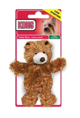 Kong Plush teddy bear hundebamse XS, vælg om den skal pive eller ej