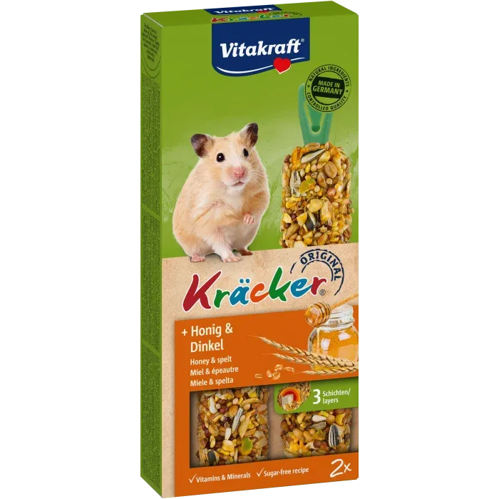 Kräcker, tandslibende stænger til hamster - Honning & Spelt