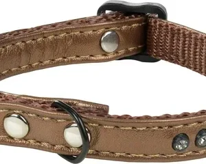Kunstlæder halsbånd Strass 19-30 cm brun