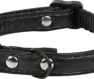 Kunstlæder halsbånd Strass 19-30 cm sort