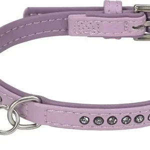 Kunstlæderhalsbånd Deluxe Rhinestones S rosa