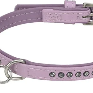 Kunstlæderhalsbånd Deluxe Rhinestones XS rosa