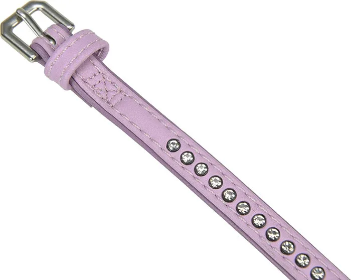 Kunstlæderhalsbånd Deluxe Rhinestones XXS rosa - Image 2