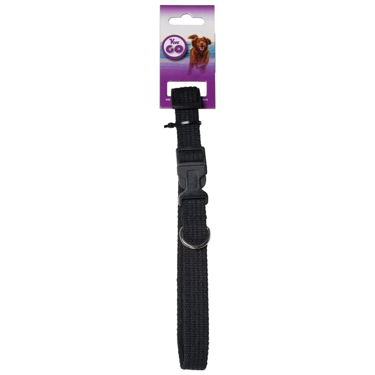 KW GO Halsbånd med snap 2,5 x 45-65 cm – rød og sort bomuld