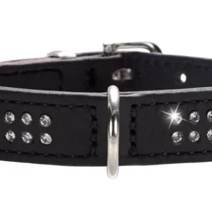 Læderhalsbånd 20-24 cm sort