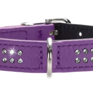 Læderhalsbånd Diamond Petit 20-24 cm x 1,6 cm violet