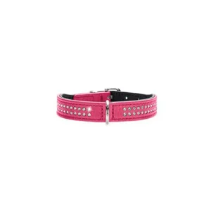 Læderhalsbånd Diamond Petit Pink
