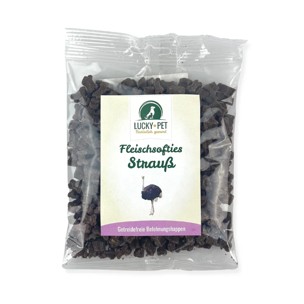 Lucky-Pet kød softies – struds 200 g