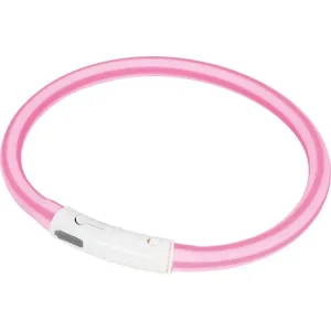 Lyshalsbånd Blinking Silikone 65 cm pink stribet