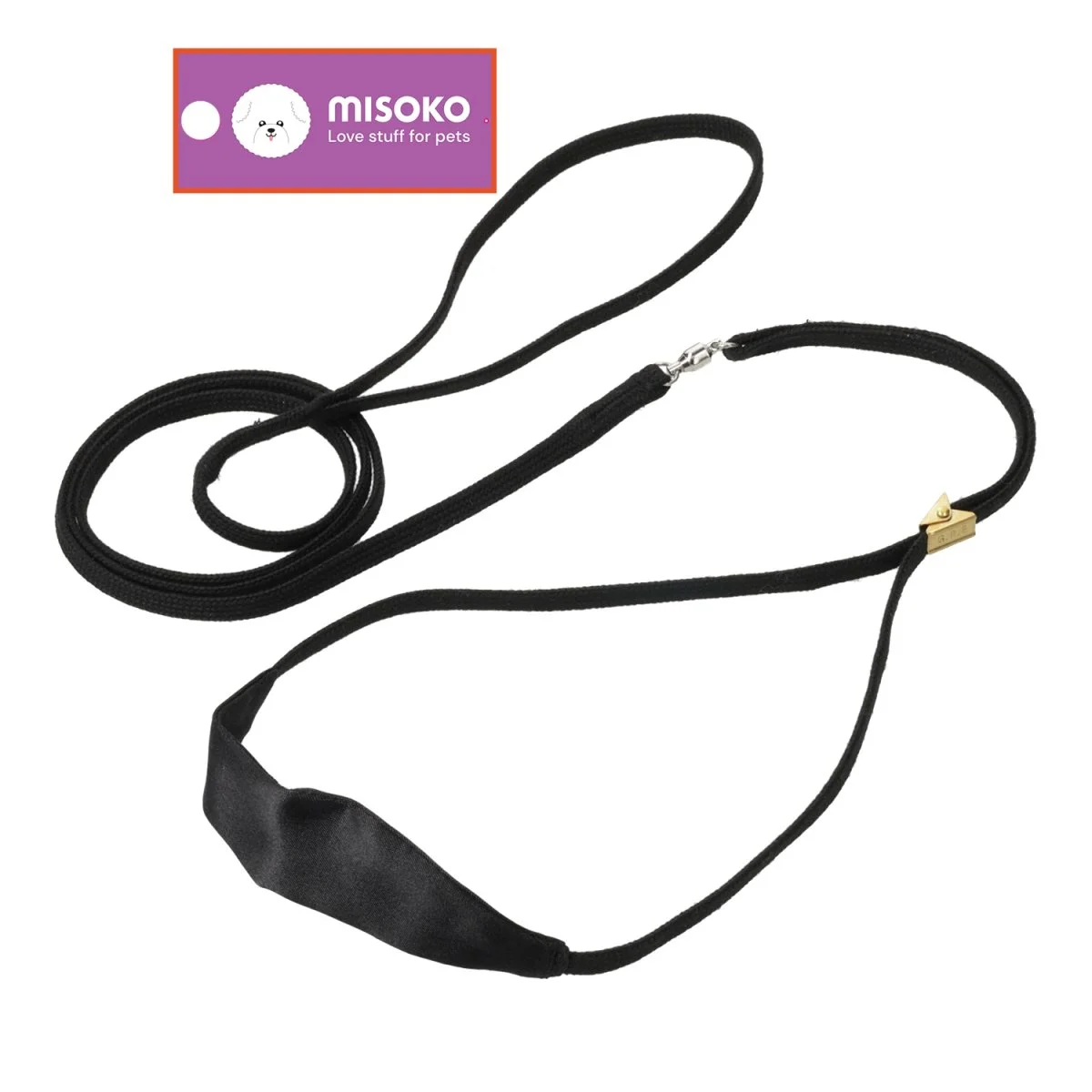 MISOKO Dog Show Leash Black 0.5 x 140cm, padded, with swivel, S