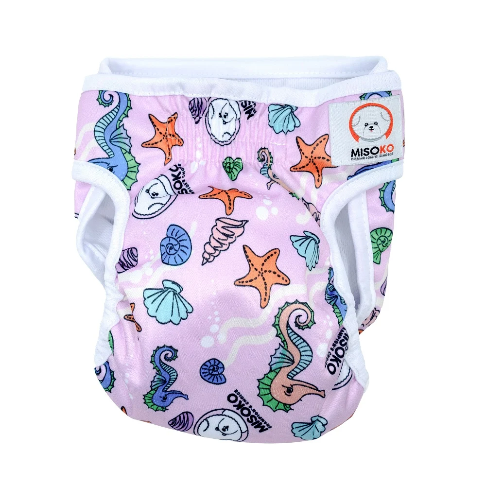 MISOKO Reusable Diapers for Female Dogs S, Pink, Seahorses, 1 pcs. - Image 2