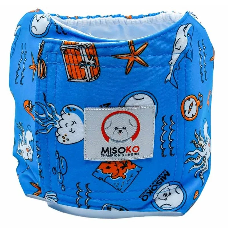 MISOKO Reusable Diapers for Male Dogs XL, with octopus, blue