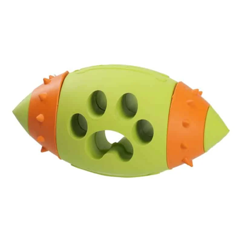 MISOKO Rugby Ball with Paw 9.7cm Rubber, green/orange