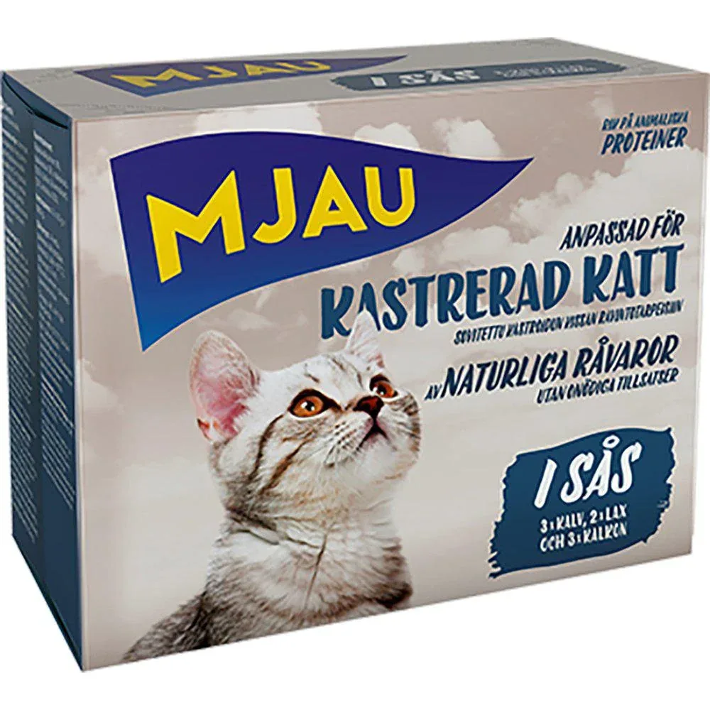Mjau vådfoder MultiMix Steriliseret i sovs – 8×85 gr.