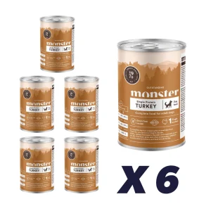 Monster Dog Adult Single Kalkun Dåse 6 x 400 g