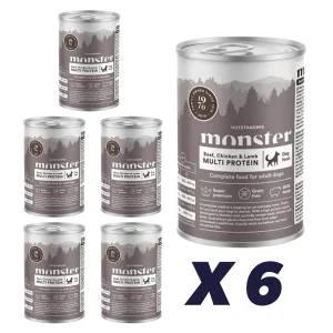 Monster Dog Multi Beef/ Kylling/ Lam Dåse 6 x 400 g