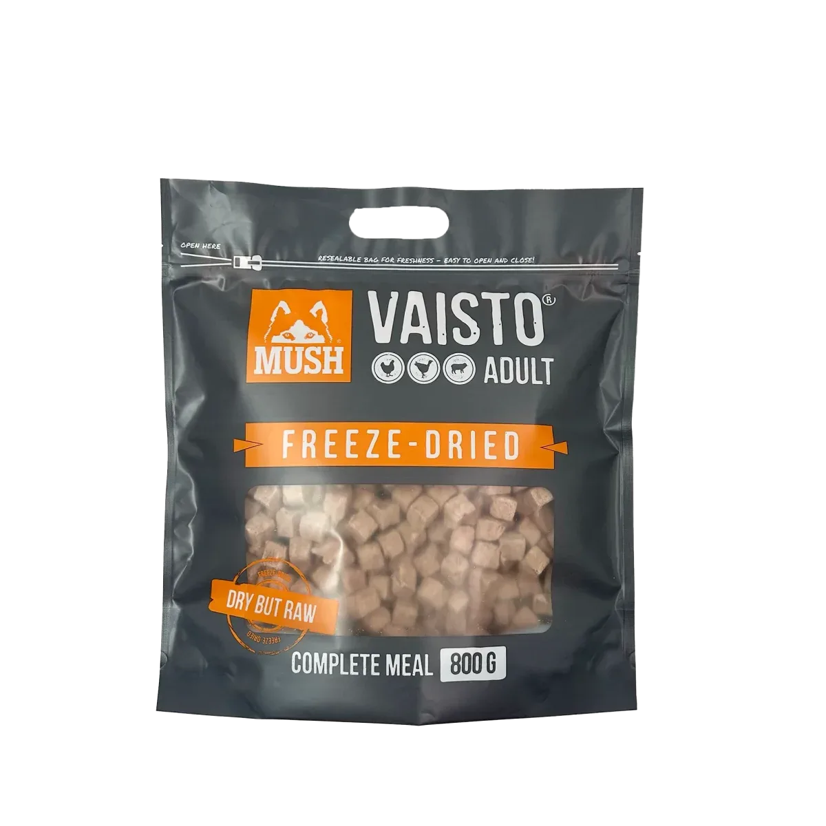 Mush Vaisto Frysetørret hundefoder Kalkun/Lam/Kylling og Grønsager 800g