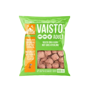 MUSH Vaisto® Grøn – Råfoder med Okse, Gris, Kylling – 800g