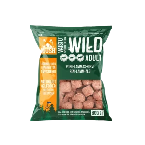 MUSH Vaisto® Wild – Råfoder med Rensdyr, Lam, Elg – 800g