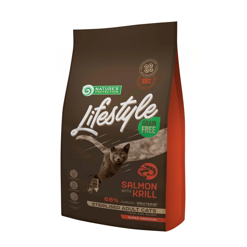 Natures Protection Lifestyle Cat Grain Free Salmon & Krill Sterilised 1.5 kg
