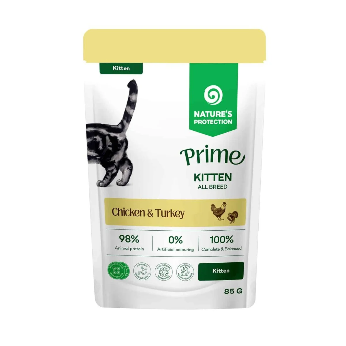NATURES PROTECTION PRIME Kitten Chicken and Turkey Chunks in Sauce 85 g - Image 2