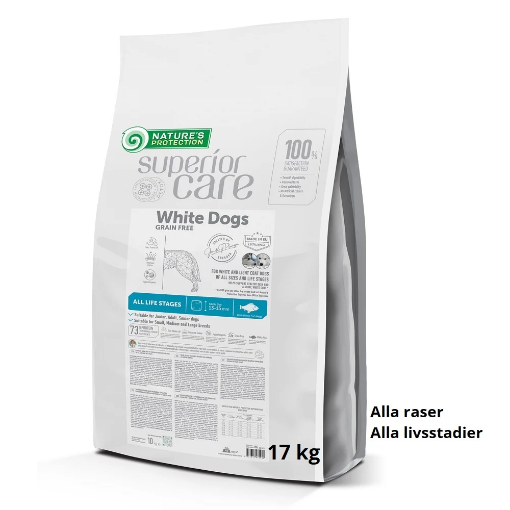 NATURES PROTECTION Superior Care White Dogs Grain Free White Fish 17 kg – All Sizes and Life Stages
