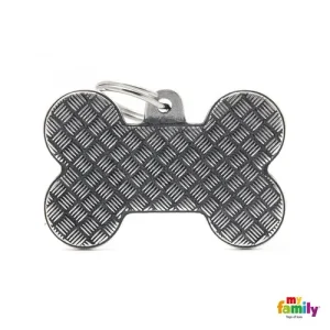 Navnetegn ben Bronx XL 3,5x4,8 cm sort/sølv