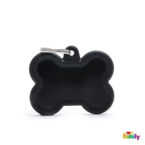 Navnetegn ben m/gummi big 3,3x4,1 cm sort