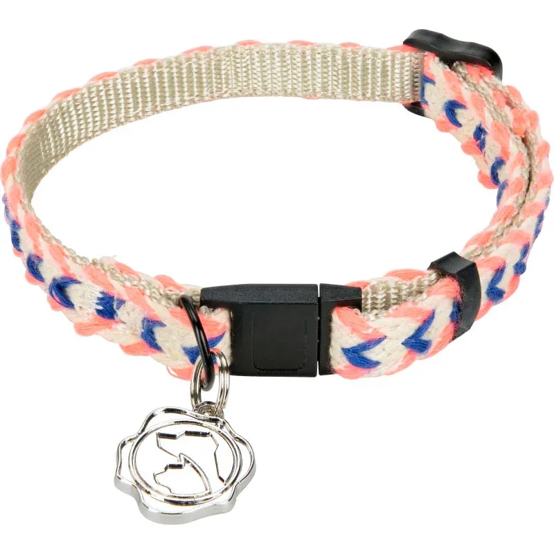 Nylonhalsbånd19-30 cm blå/pink