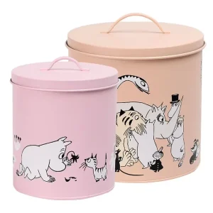 Opbevaringsdåser Mumitroldene Pink 19 cm + beige 21 cm