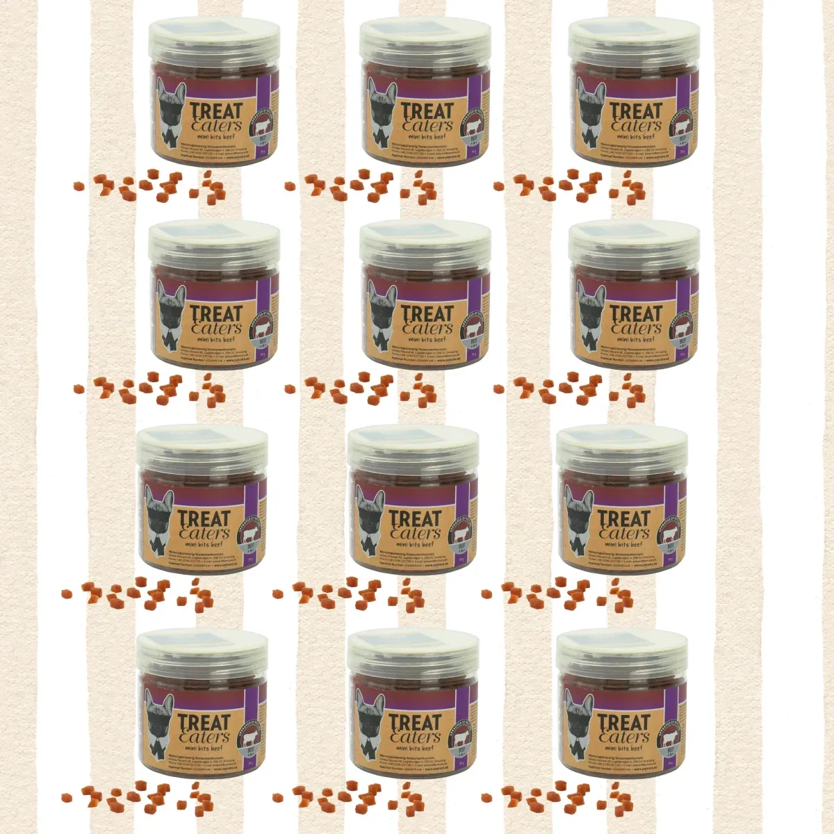 Pakketilbud – Mini Bites m. Okse, 70g – 12 Bøtter