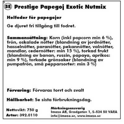 Papegøje Exotic Nødde mix fra Versele-Laga, 750G - Image 2