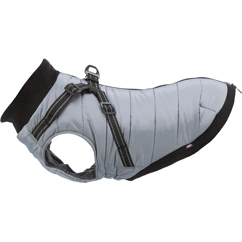 Pontis hundefrakke m/ indbygget sele S/36 cm, Grå