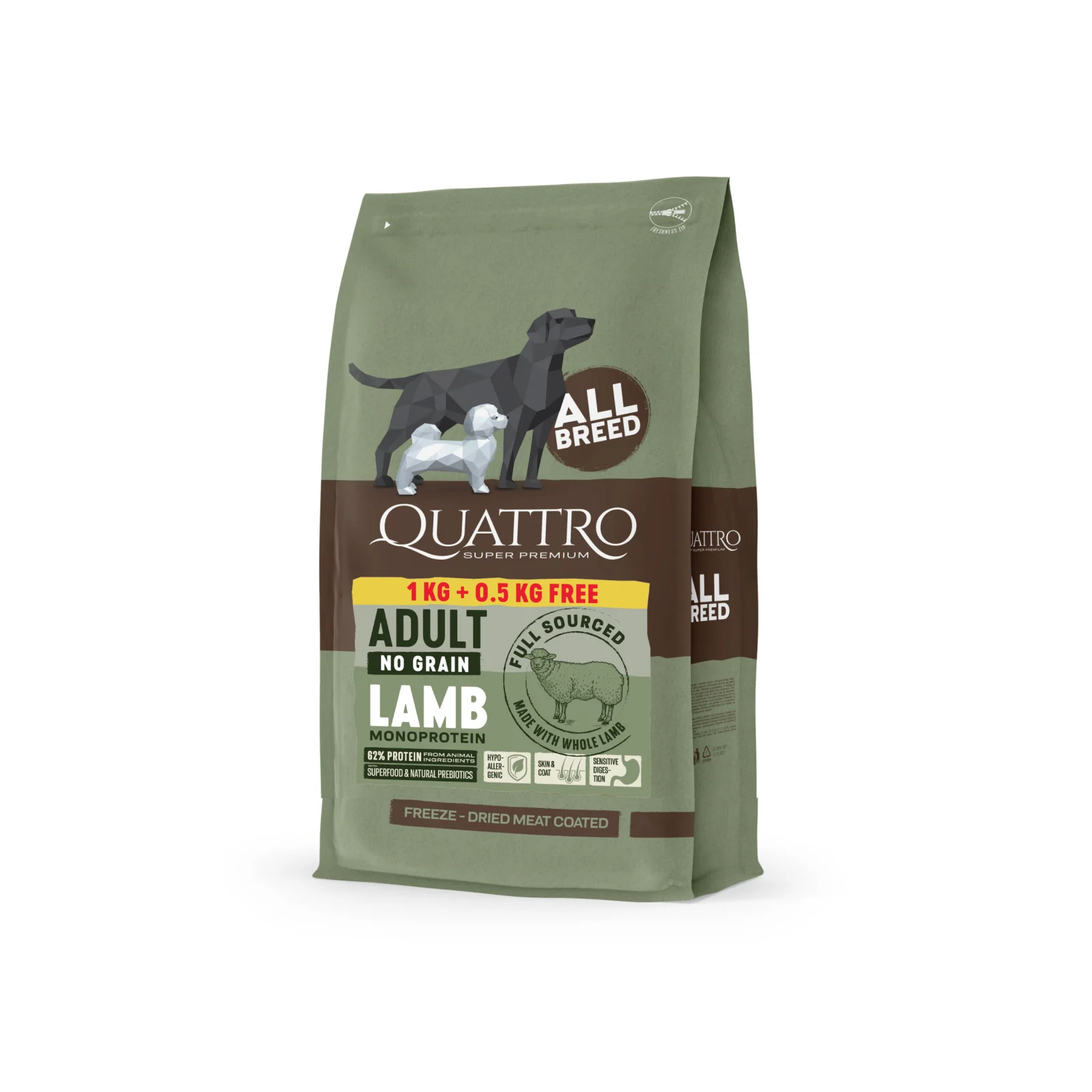 Quattro No Grain All Breed Adult Lamb 1,5 kg