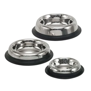 Rustfrit stål skål ROYAL flat, anti slip