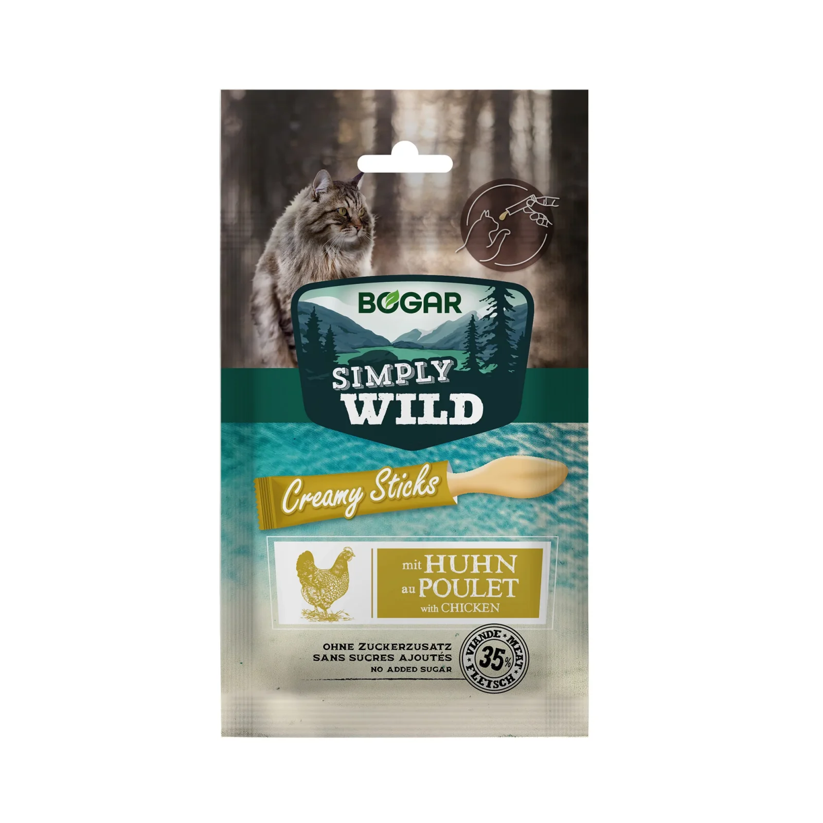 Simply Wild Creamy Sticks med kylling – blød kattesnack uden sukker