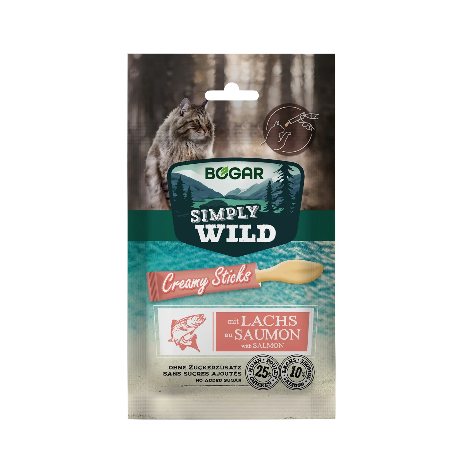 Simply Wild Creamy Sticks med laks – cremet kattesnack uden sukker