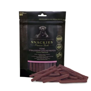 Snackies Fine Strudsekødstrimler 150 g – naturlige hundesnacks